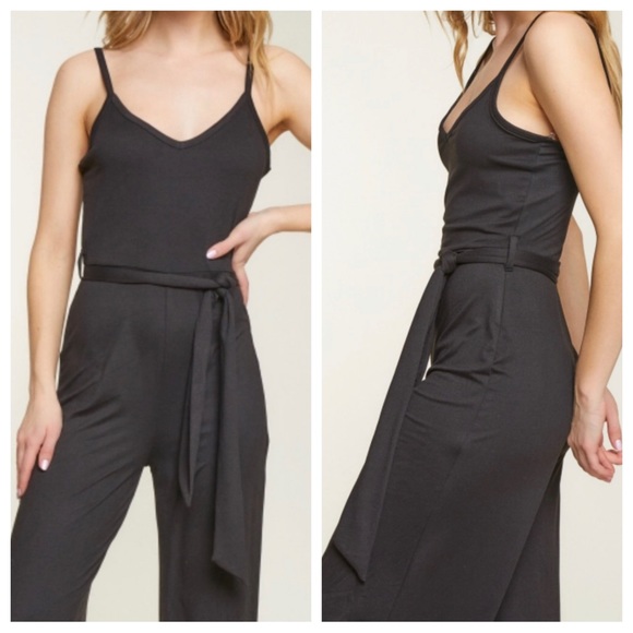 Boho Spaghetti-Strap Wide Leg Bow-Effect Jumpsuit - Picture 2 of 3